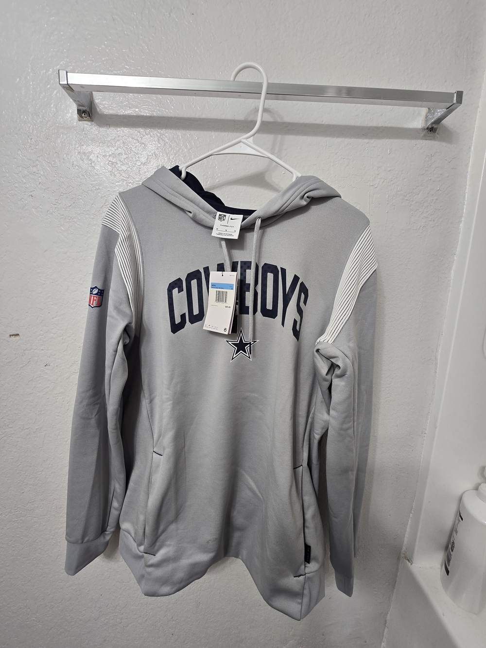 NFL Nike Gray Dallas Cowboys Pullover Hoodie with Navy Accents